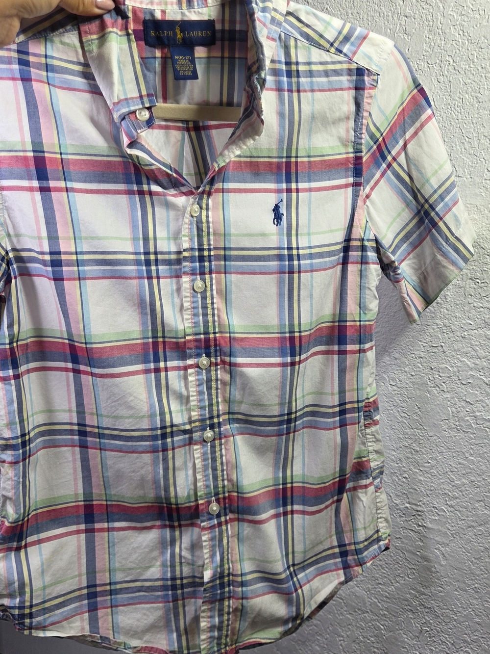 • Ralph Lauren Kids Multicolor Plaid Short Sleeve Button Up Shirt Size M 10-12